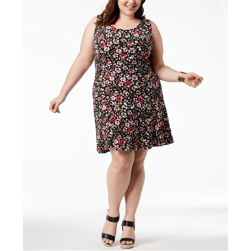 ladies-floral-dress-runway-inspired-Fox & Royal Womens Sleeveless Floral A-line Dress, Black, 2X