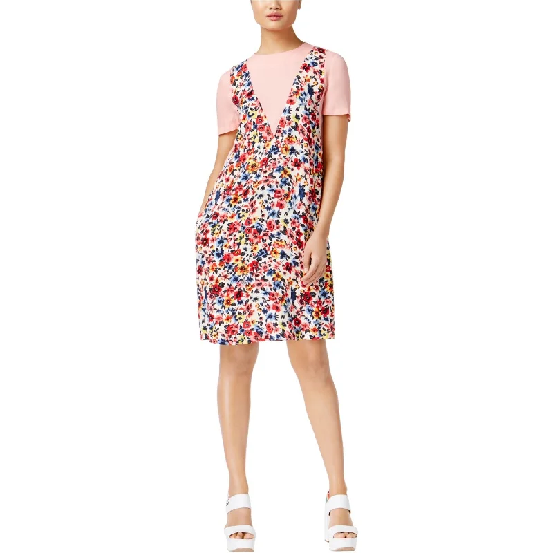 ladies-floral-dress-long-sleeve-Love Moschino Womens Floral Shift Dress, Pink, 4