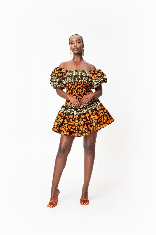 ladies-mini-dress-trendy-fit-HANI African print smocked body mini dress