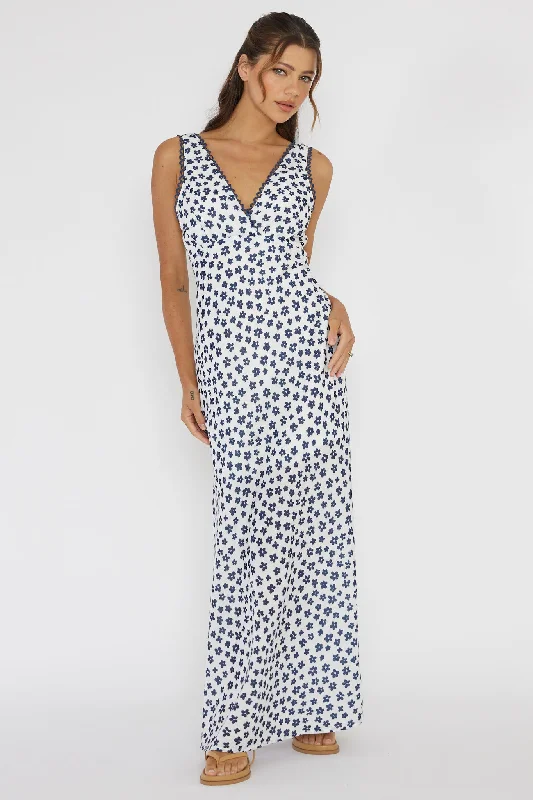 ladies-maxi-dress-photo-ready-Miss Divine V-Neck Maxi Dress Flower Blue