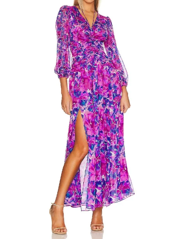 ladies-maxi-dress-berry-pink-Imelda Maxi Dress in Watercolor