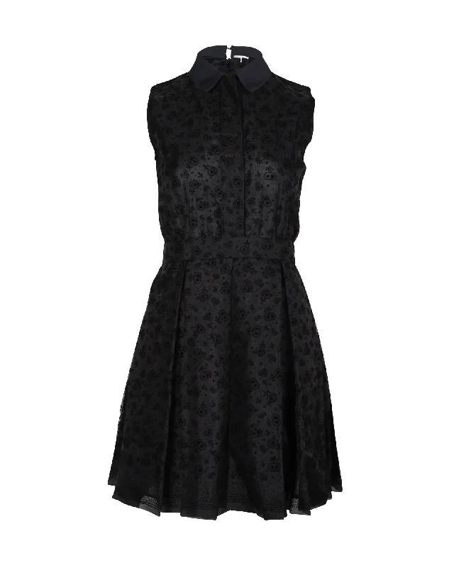 ladies-trumpet-dress-cap-sleeve-Victoria Victoria Beckham Fit and Flare Sleeveless Dress in Black Silk