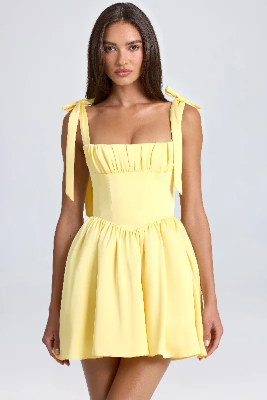 ladies-mini-dress-cocktail-dress-Draped Corset Mini Dress in Lemon Sherbet