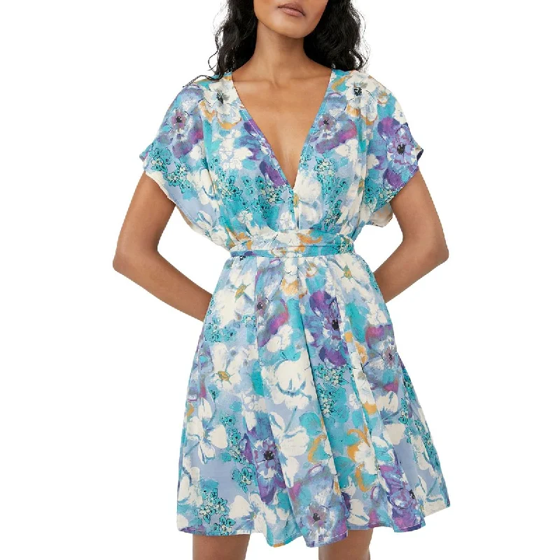 ladies-trumpet-dress-halter-neck-Freddy Womens Modal Blend Floral Fit & Flare Dress