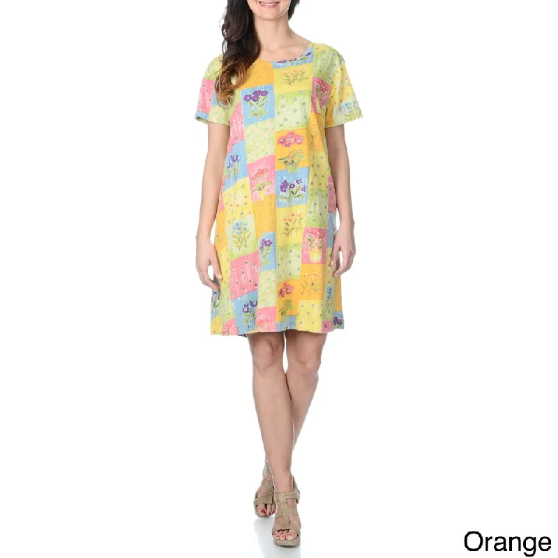 ladies-floral-dress-bodycon-fit-La Cera Women's Floral Printed Casual Dress with Short Sleeves