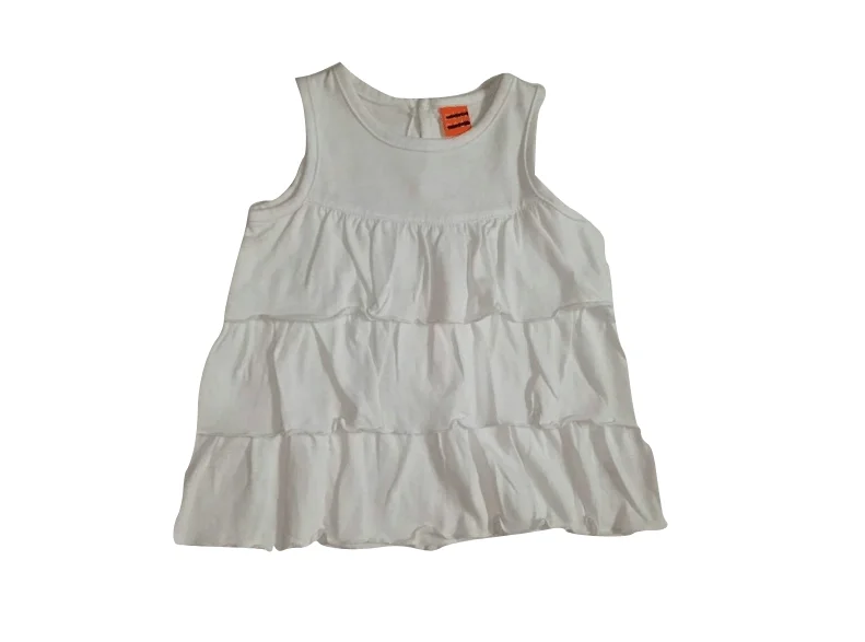 ladies-mini-dress-puff-sleeve-Minimode Baby Girls White Sleeveless Dress