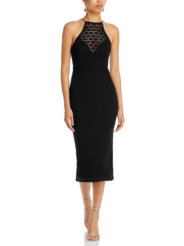 ladies-midi-dress-edgy-design-Womens Lacy Short Midi Dress