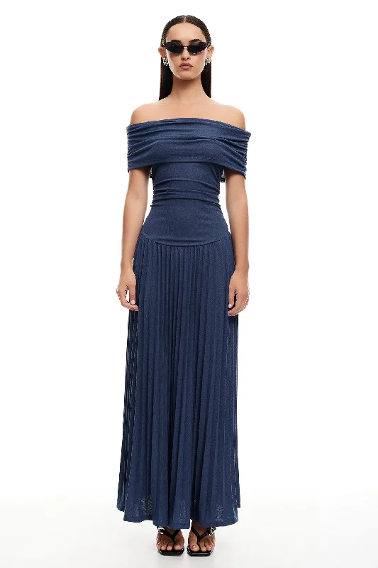 ladies-maxi-dress-high-neck-LIONESS Field Of Dreams Maxi Navy