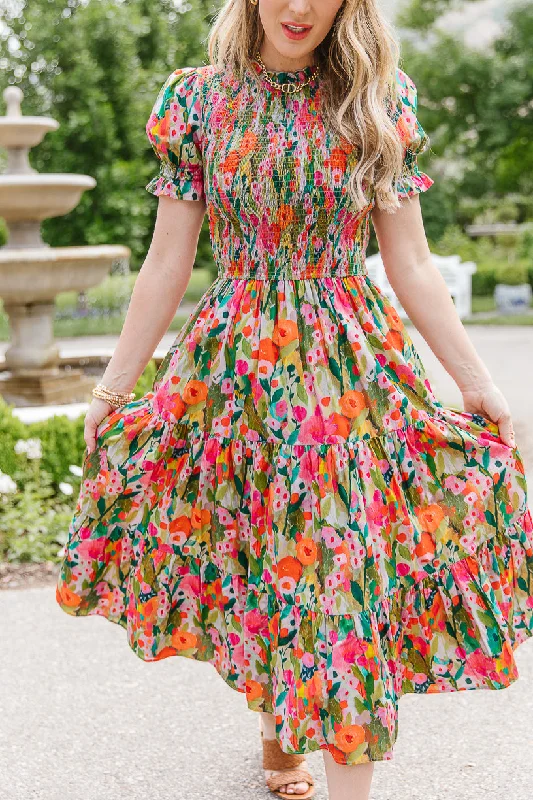 ladies-floral-dress-a-line-Delia Dress in Multicolor Floral - FINAL SALE