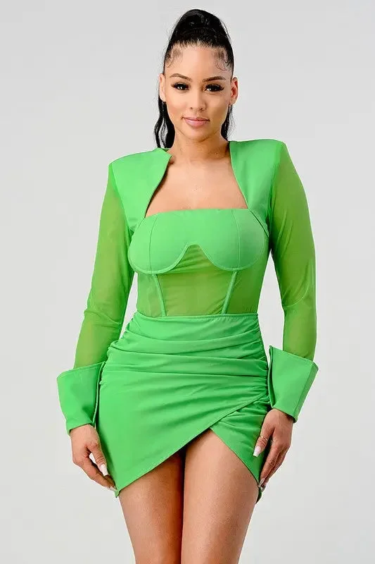 ladies-mini-dress-fresh-look-Lady Gaga Fashion Shoulder Pad Mini Dress