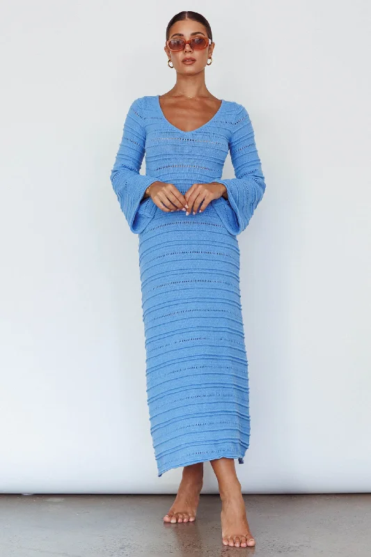 ladies-maxi-dress-sunset-look-Meredith Long Sleeve Cut-Out Maxi Dress Blue