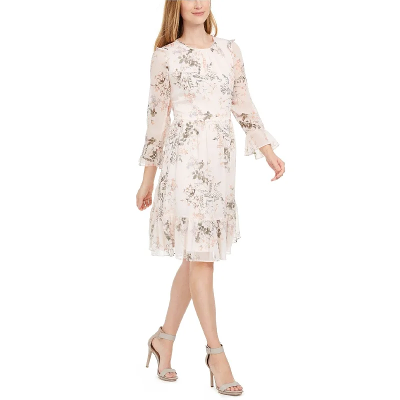 ladies-floral-dress-statement-piece-Calvin Klein Womens Floral Print Shift Dress, Pink, 12