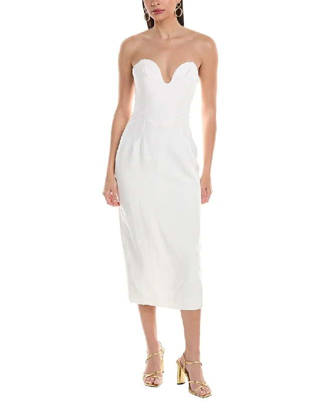 ladies-midi-dress-ivory-elegance-Mara Hoffman Isla Linen-Blend Midi Dress