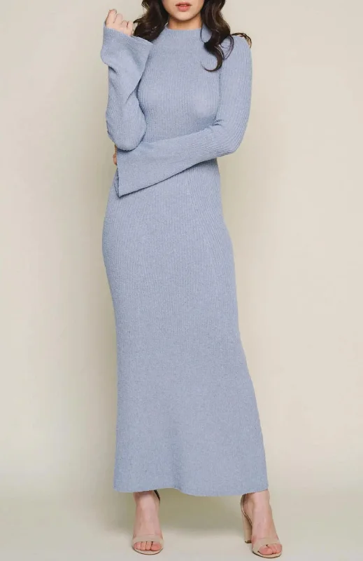 ladies-maxi-dress-slate-gray-Cut-Out Back Maxi Dress In Dusty Blue