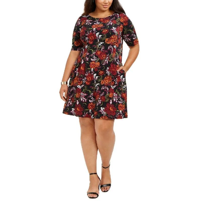 ladies-trumpet-dress-autumn-trend-Connected Women's Plus Size Fit & Flare Dress Wine Size 14