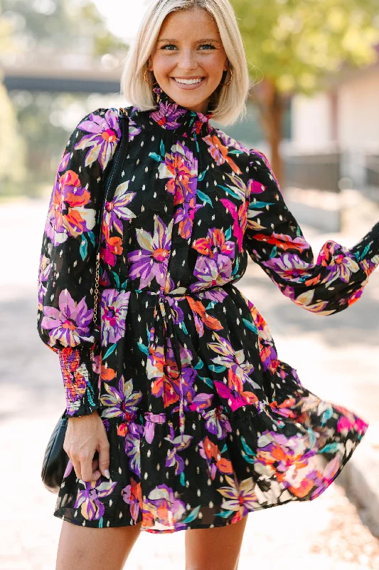 ladies-floral-dress-autumn-look-Fate: It's All True Black Floral Dress