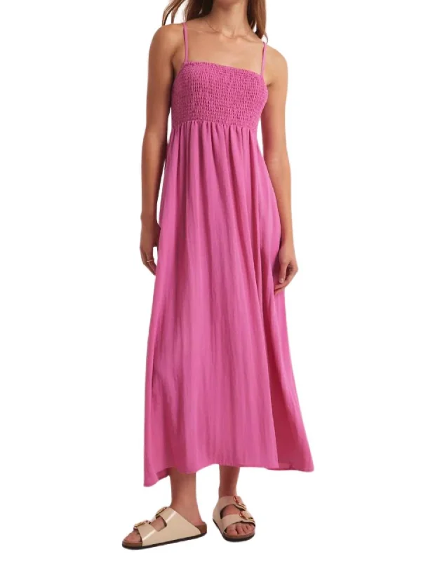 ladies-midi-dress-eco-friendly-Beachside Midi Dress In Heartbreaker Pink