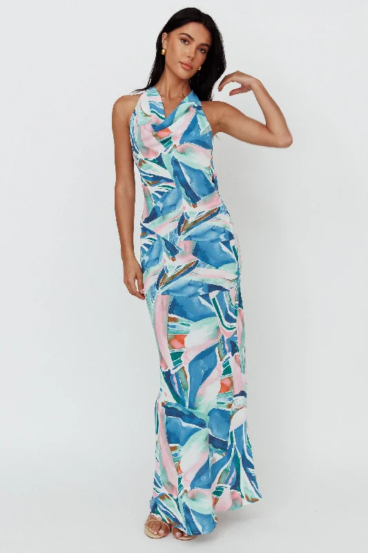 ladies-maxi-dress-dainty-detail-Cassiopeia Open Back Maxi Dress Abstract Blue