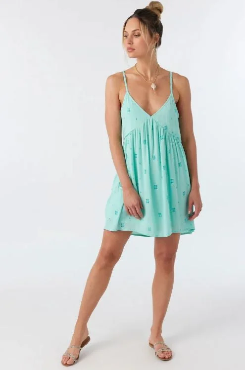 ladies-mini-dress-denim-look-O'neill Women's Dresses Mini Adjustable Tying Straps