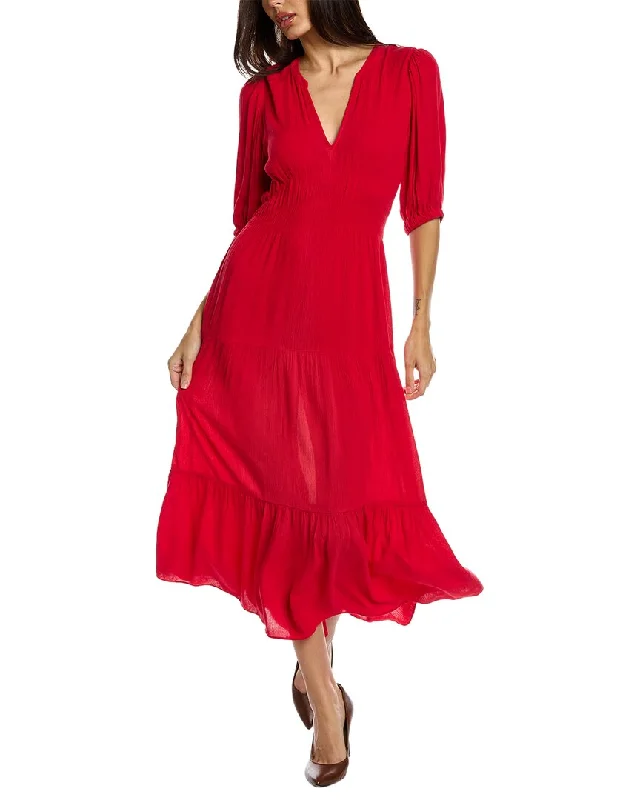 ladies-midi-dress-maroon-elegant-ba&sh Crepe Midi Dress