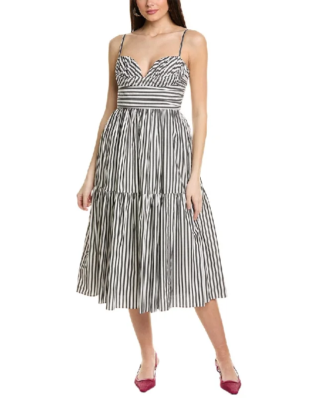 ladies-midi-dress-eco-friendly-Carolina Herrera Spaghetti Strap Gathered Bodice Midi Dress