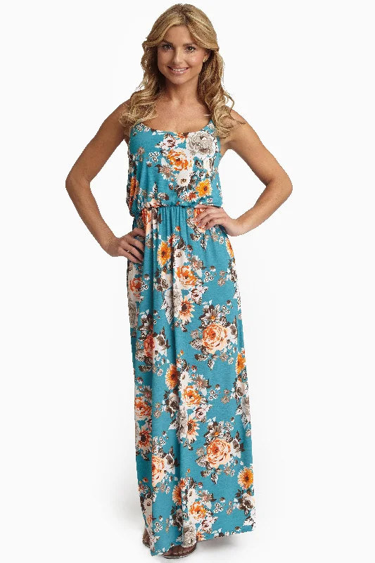 ladies-floral-dress-sage-green-Jade Vibrant Floral Maxi Dress