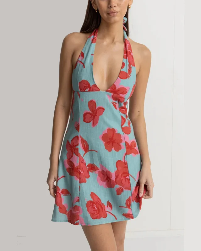 ladies-floral-dress-elegant-touch-Inferna Floral Halter Dress