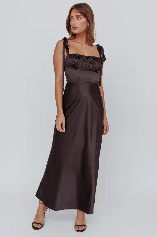 ladies-maxi-dress-orchid-purple-Pennelope Tied Shoulder Maxi Dress Black