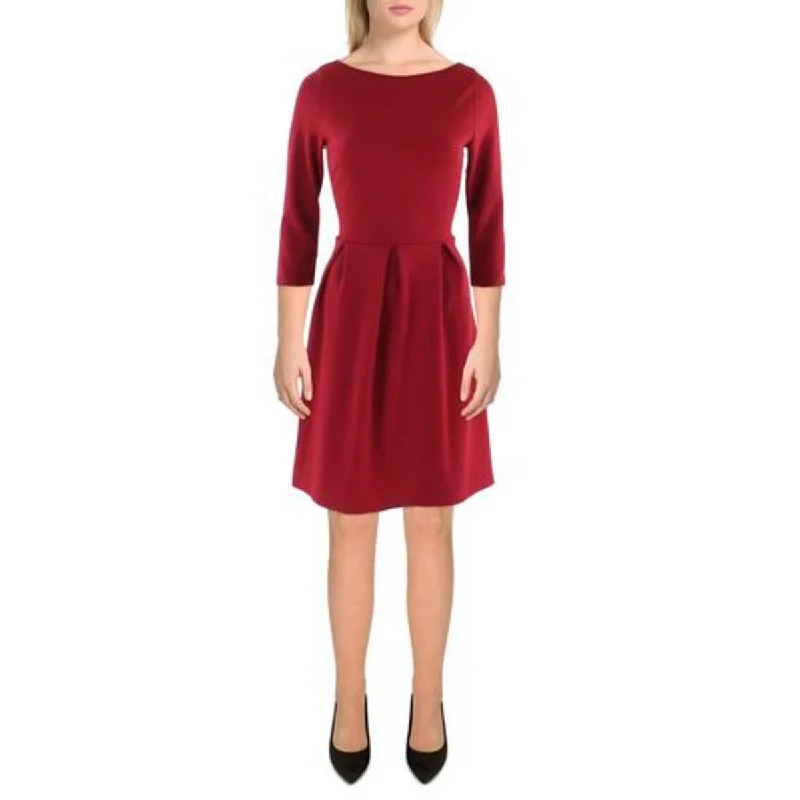 ladies-trumpet-dress-minimalist-Plus Womens Fit & Flare Long Sleeve Fit & Flare Dress