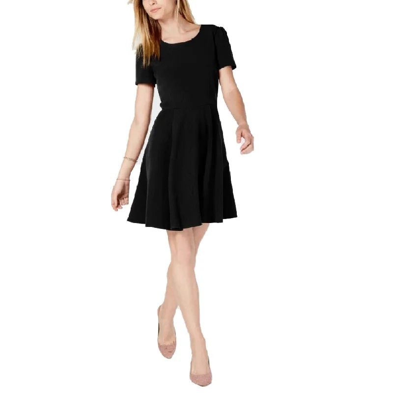 ladies-trumpet-dress-satin-finish-Maison Jules Women's Heart Cutout Fit and Flare Dress Deep Black Size 2