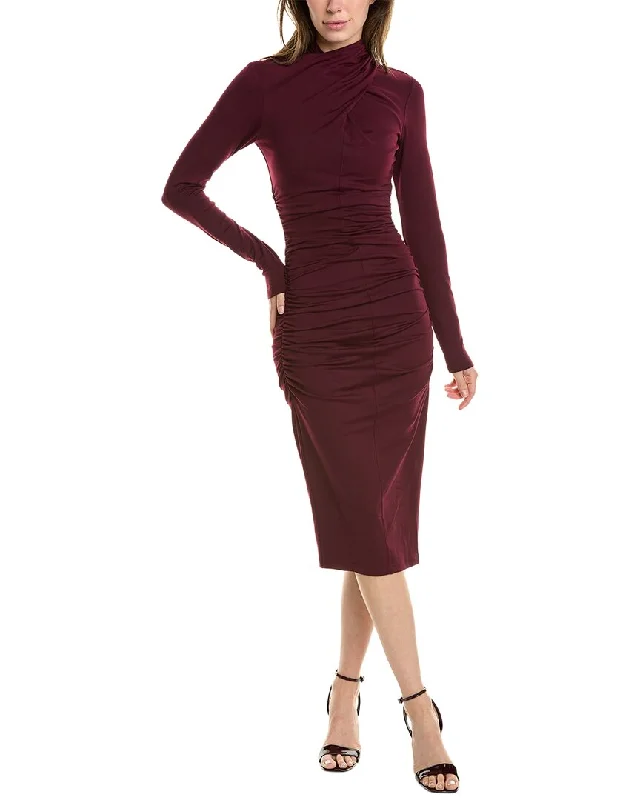 ladies-midi-dress-orchid-purple-susana monaco Crisscross Mock Midi Dress