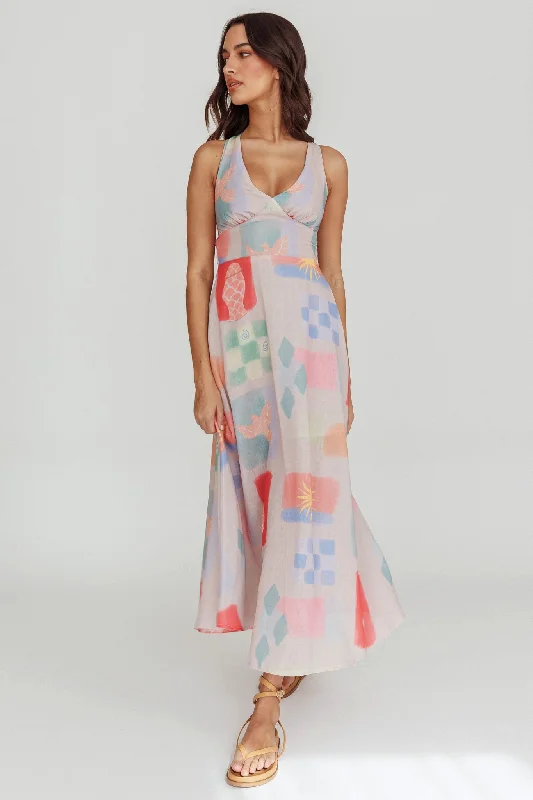 ladies-maxi-dress-runway-inspired-Sweethearts A-Line Print Maxi Dress Multi