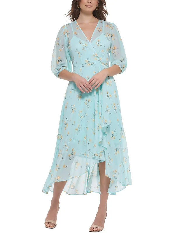 ladies-midi-dress-affordable-price-Womens Chiffon Floral Midi Dress