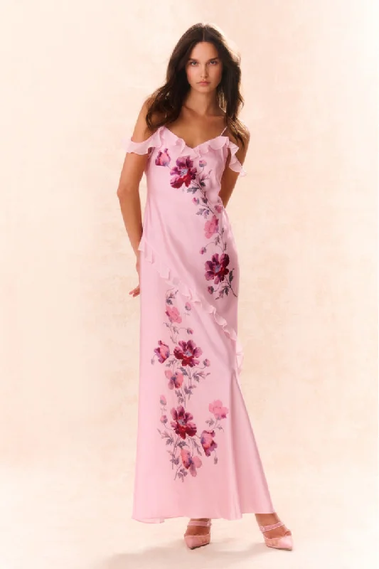 ladies-floral-dress-sepia-base-Parisa Silk Floral Maxi Dress