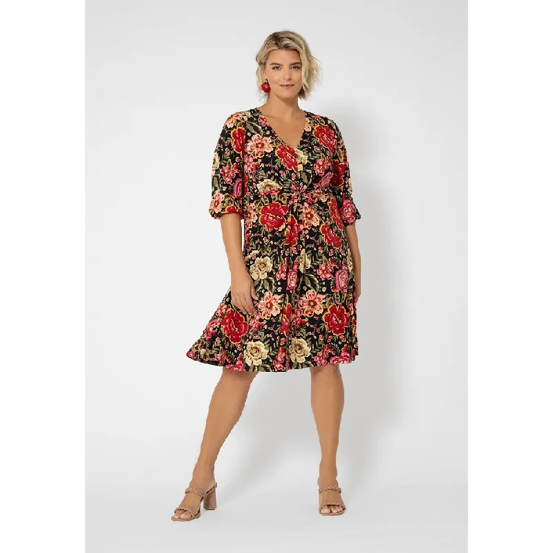 ladies-floral-dress-mixed-florals-Leota Women's Tanya Floral Print Dress Red