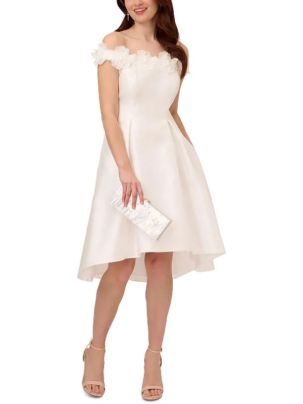 ladies-trumpet-dress-chic-style-Womens Rosette Above Knee Fit & Flare Dress