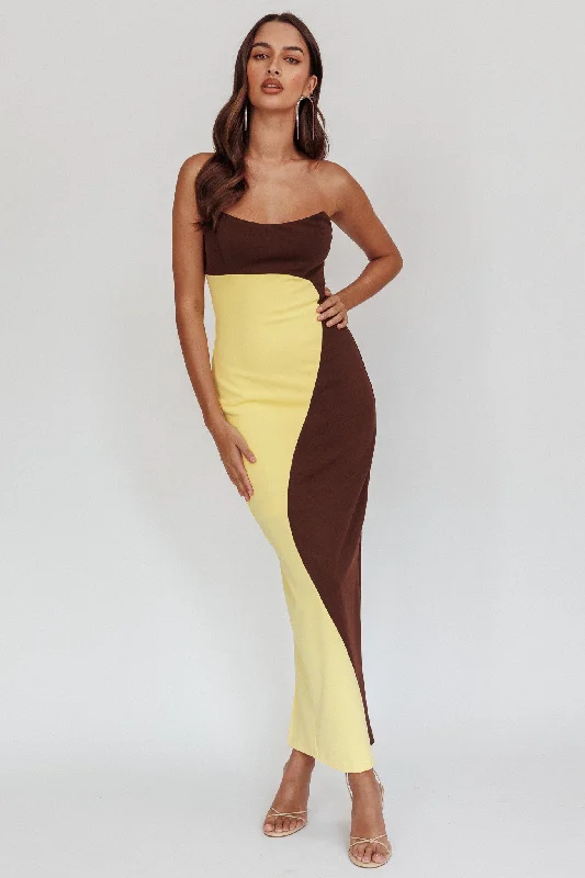 ladies-maxi-dress-indigo-deep-Regent Strapless Maxi Dress Cedar Yellow