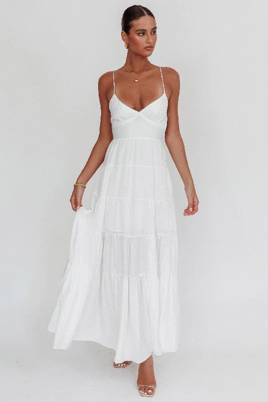 ladies-maxi-dress-handmade-Main Attraction Cami Strap Maxi Dress White