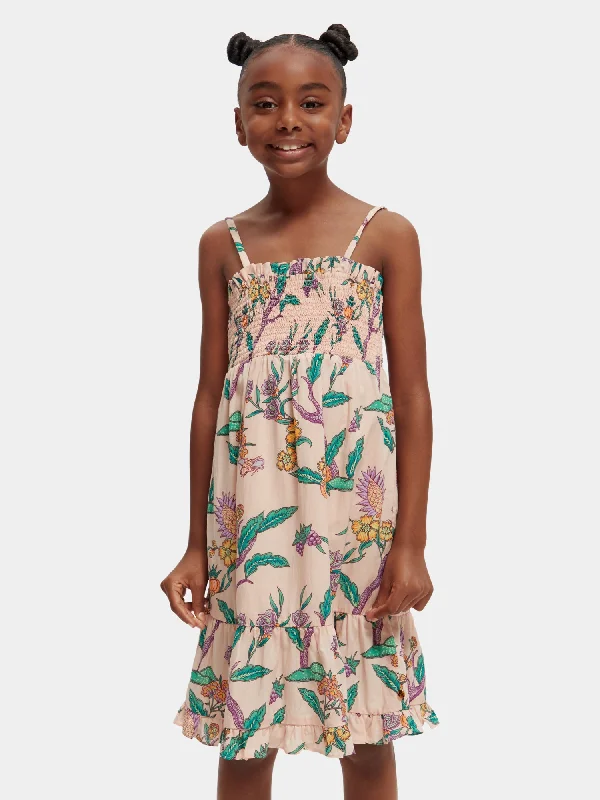 ladies-midi-dress-relaxed-look-Kids - Printed smocked midi dress