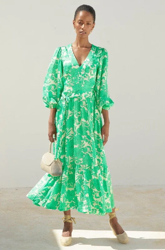 ladies-floral-dress-date-night-Annie Maxi Dress | Lined Floral Cream/Green