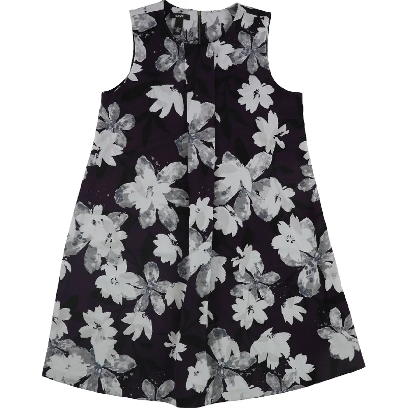 ladies-floral-dress-tall-fit-Alfani Womens Floral A-Line Pleated Dress