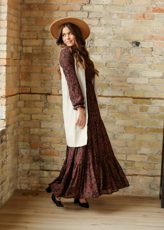 ladies-floral-dress-pearl-white-Aurora Vintage Floral Long Sleeve Maxi Dress