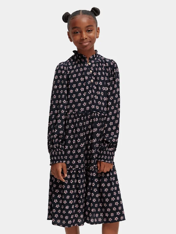 ladies-midi-dress-handmade-Kids - Long sleeved printed midi dress