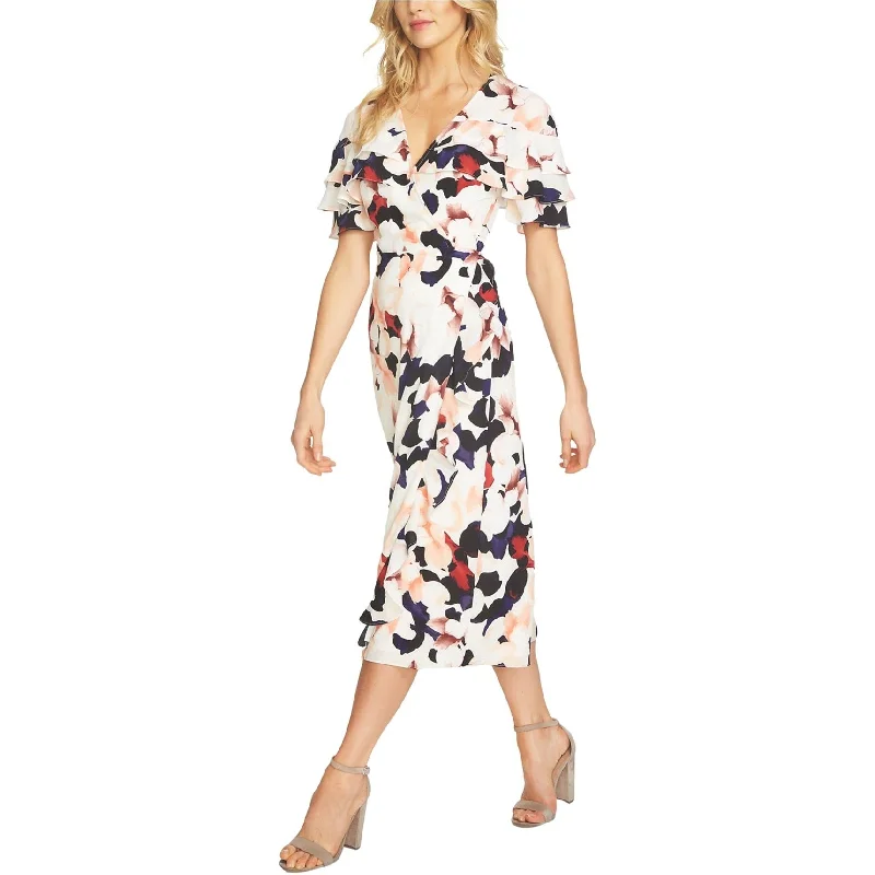 ladies-floral-dress-asymmetrical-1.STATE Womens Floral Wrap Dress, Multicoloured, Small