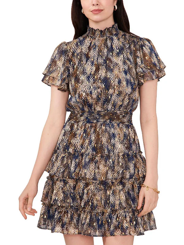 ladies-trumpet-dress-autumn-trend-Womens Chiffon Smocked Fit & Flare Dress