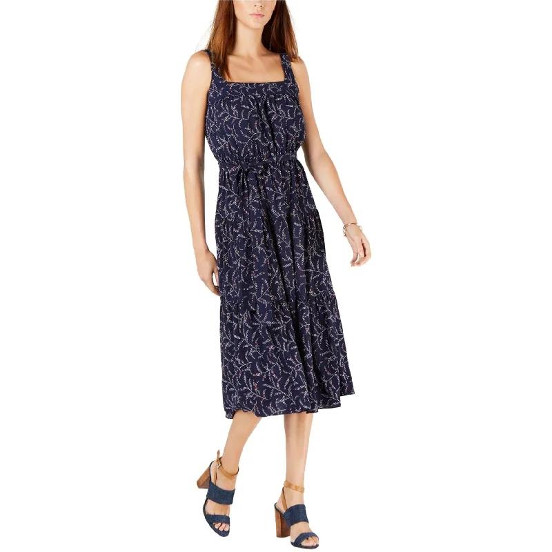 ladies-floral-dress-wrap-style-Michael Kors Womens Floral Midi Dress, Blue, X-Large