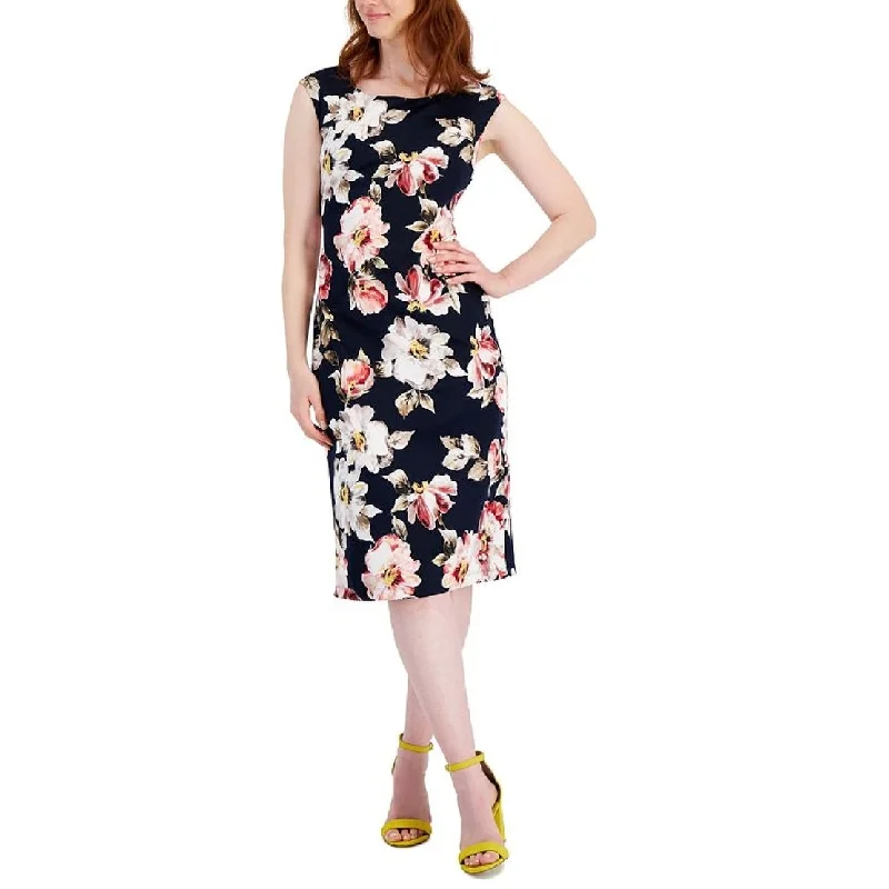 ladies-floral-dress-picnic-outfit-Connected Women's Floral Print Midi Dress Blue Size 10