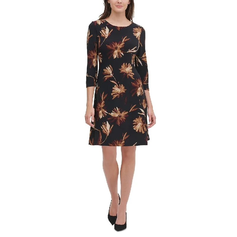 ladies-floral-dress-amber-accents-Tommy Hilfiger Women's Miranda Floral Dress Black Size 8