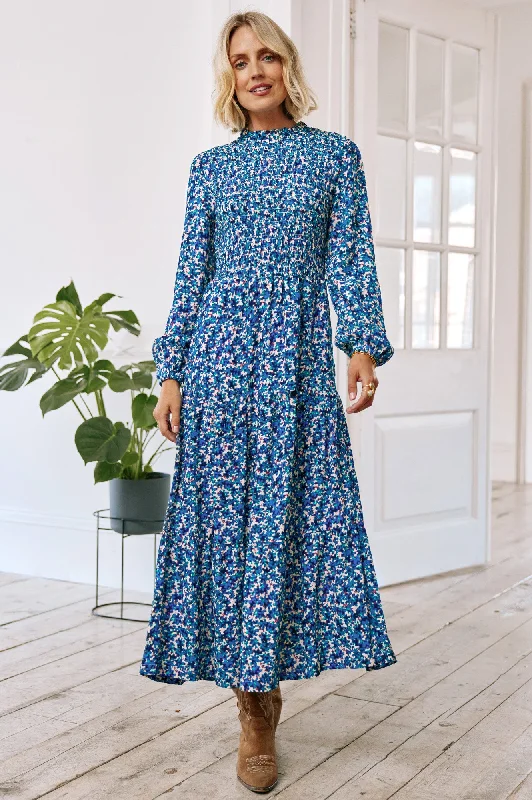 ladies-floral-dress-modern-trend-Arlette Dress | Digital Floral Blue