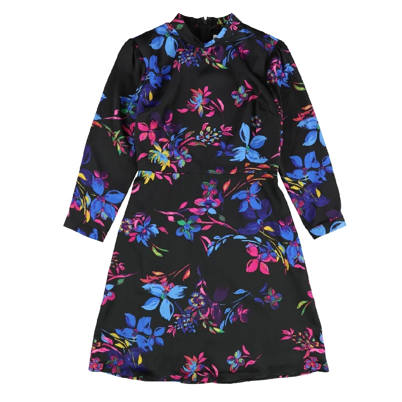 ladies-floral-dress-button-down-Bar Iii Womens Floral A-Line Dress